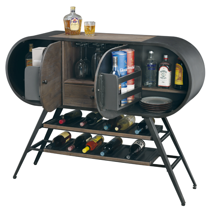 Howard Miller Octavia Wine &amp; Bar Cabinet 695300 front view with open doors - Home Bars USA