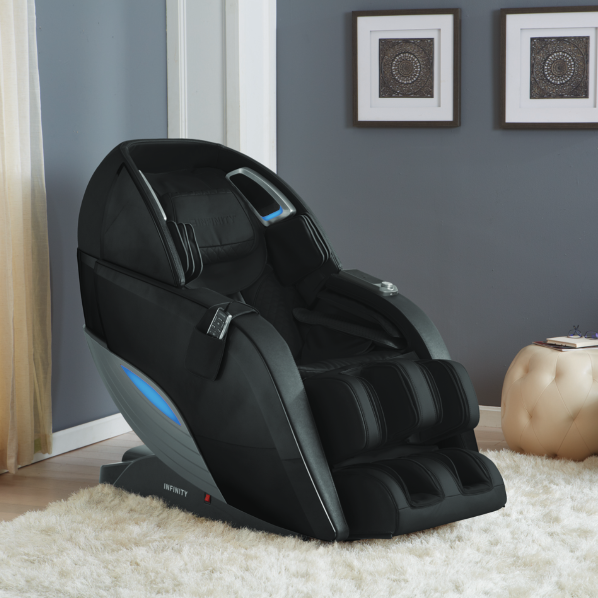 Infinity Dynasty 4D Massage Chair in Black in interior - Home Bars USA