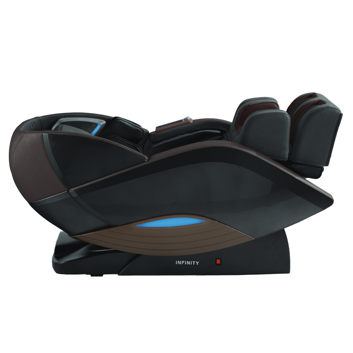 Infinity Dynasty 4D Massage Chair in Brown side view reclined zero gravity - Home Bars USA