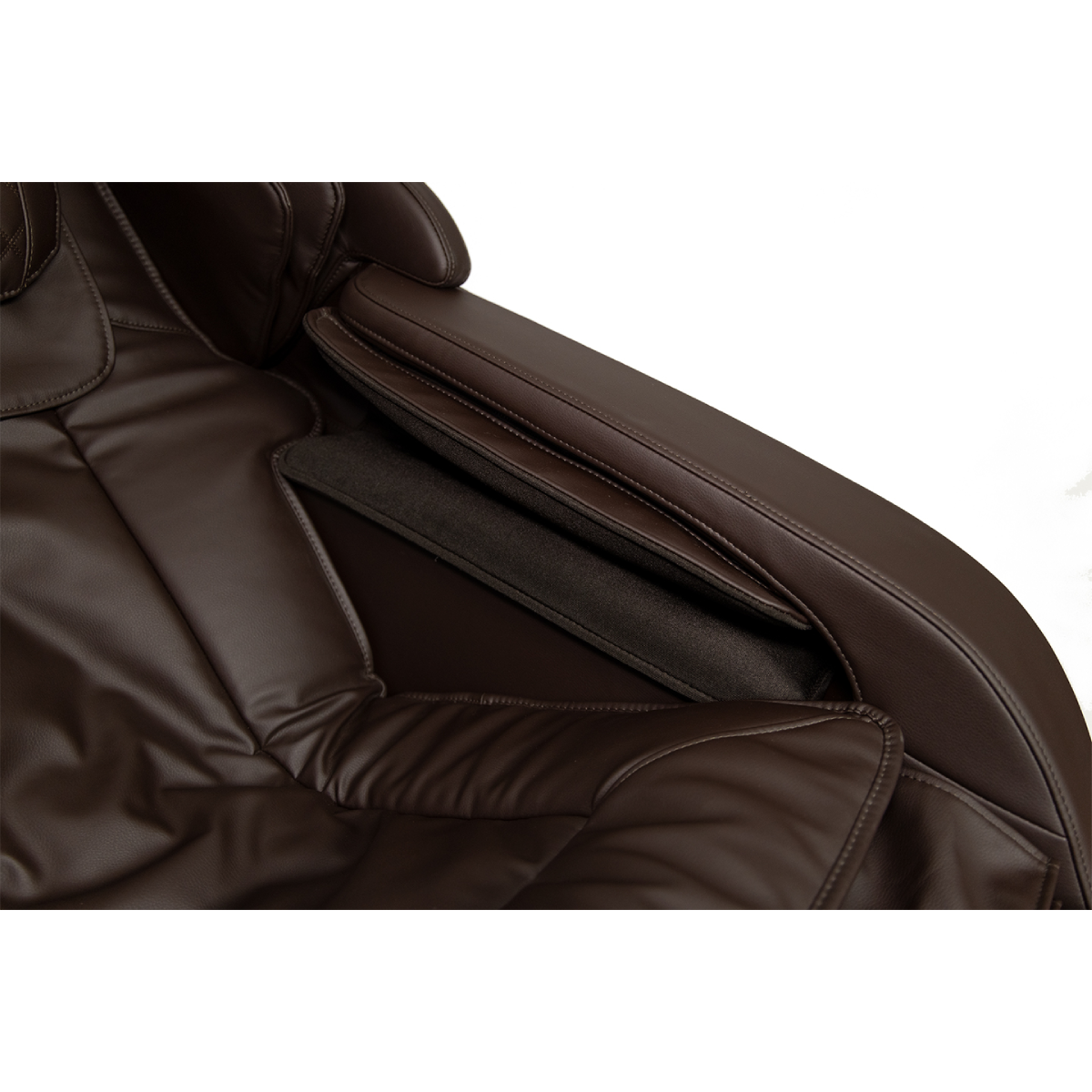 Kyota Genki Massage Chair M380 in Brown armrest close up details - Home Bars USA