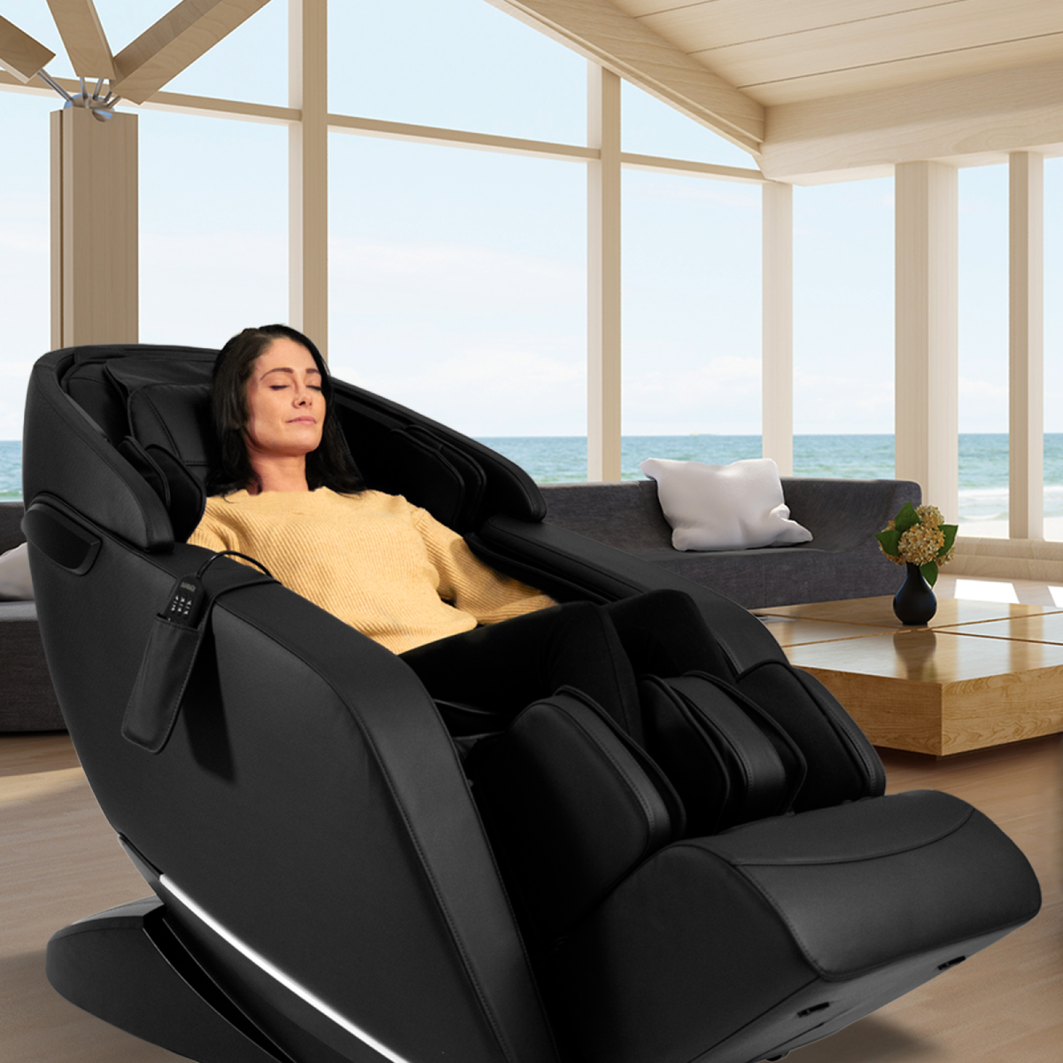 Kyota Genki Massage Chair M380 in Black in interior - Home Bars USA