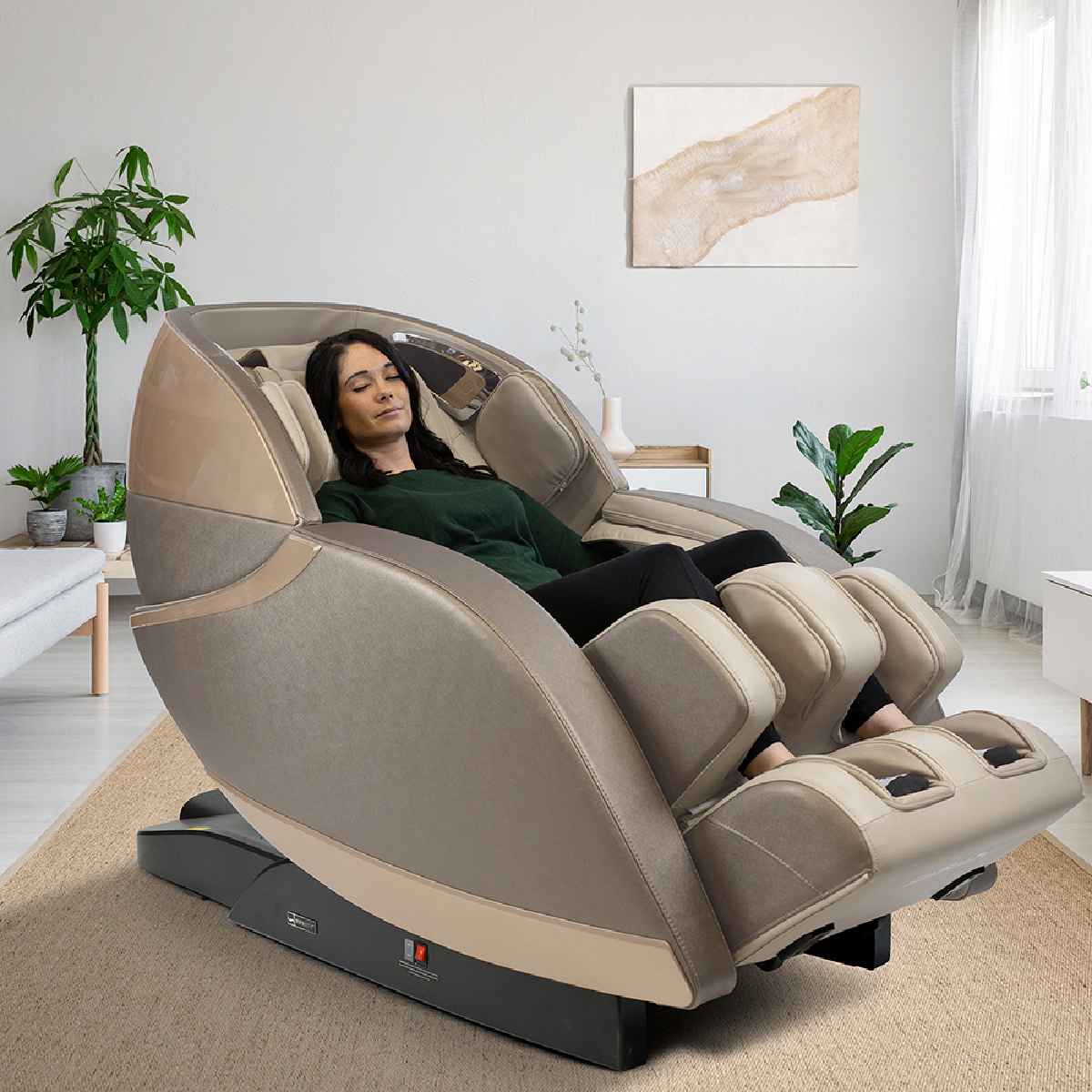 Kyota Kansha 4D Massage Chair M878 in Tan in interior - Home Bars USA