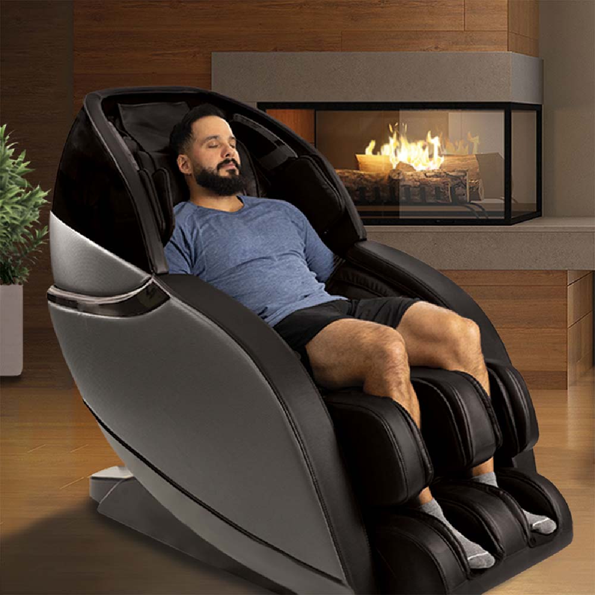 Kyota Kansha 4D Massage Chair M878 in Black in interior - Home Bars USA