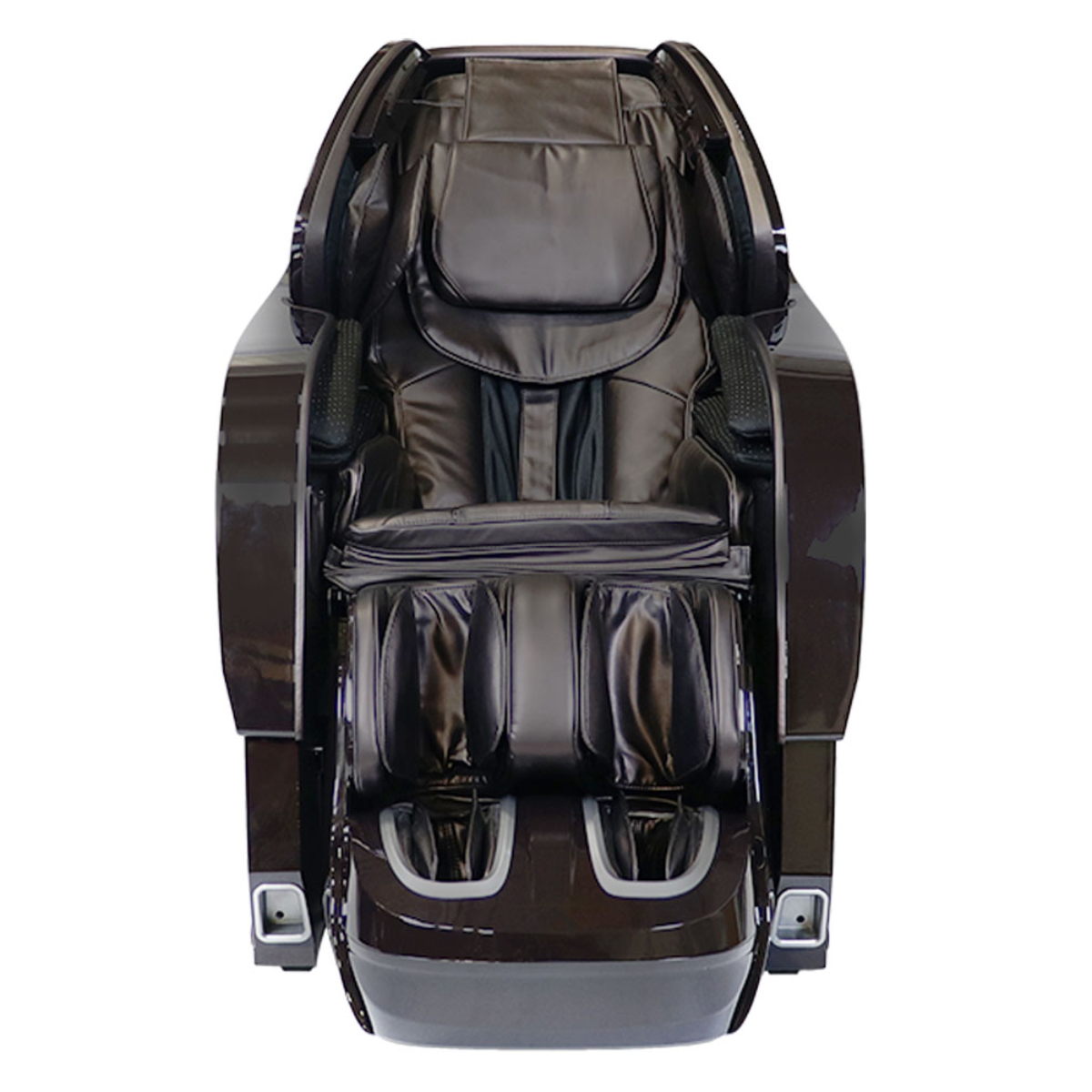 Kyota Yosei 4D Massage Chair M868 in Brown front view showing details - Home Bars USA