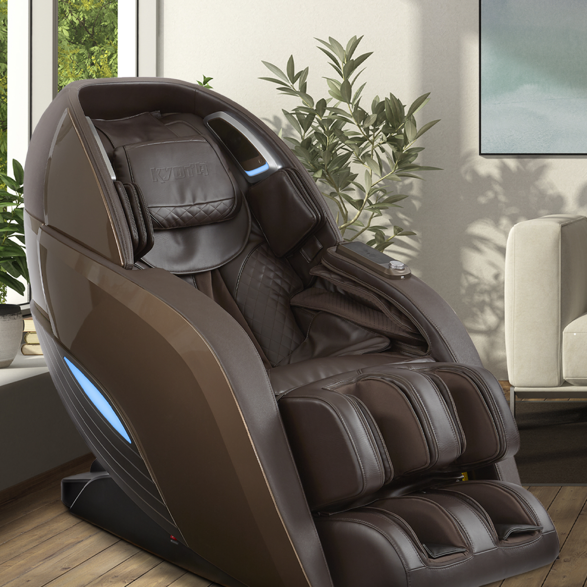 Kyota Yutak 4D Massage Chair M898 in Brown in interior - Home Bars USA
