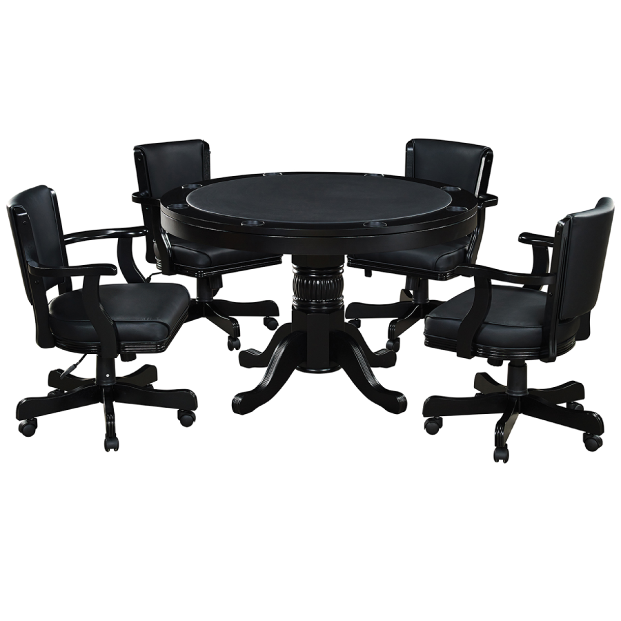 RAM Game Room 48&quot; Game Table in Black - poker table with four game poker chairs - Home Bars USA