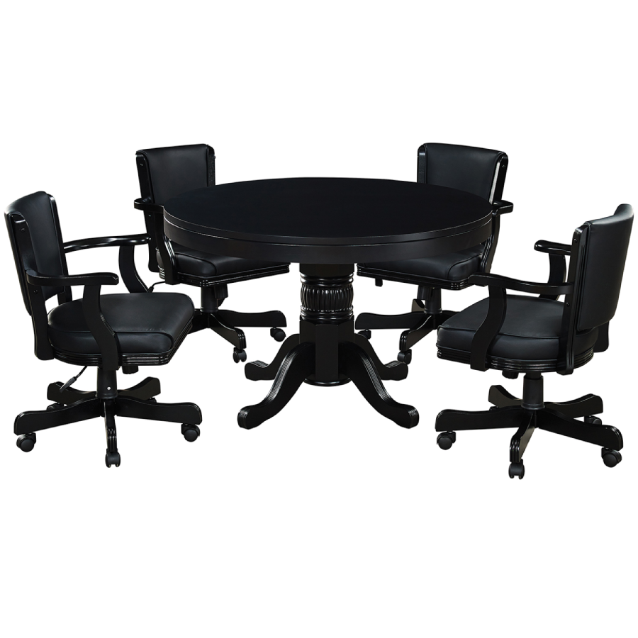 RAM Game Room 48&quot; Game Table in Black set with four swivel game chairs - Home Bars USA