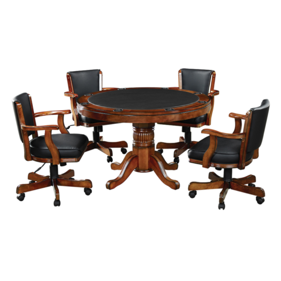 RAM Game Room 48&quot; Game Table in Chestnut set with game chairs - Home Bars USA