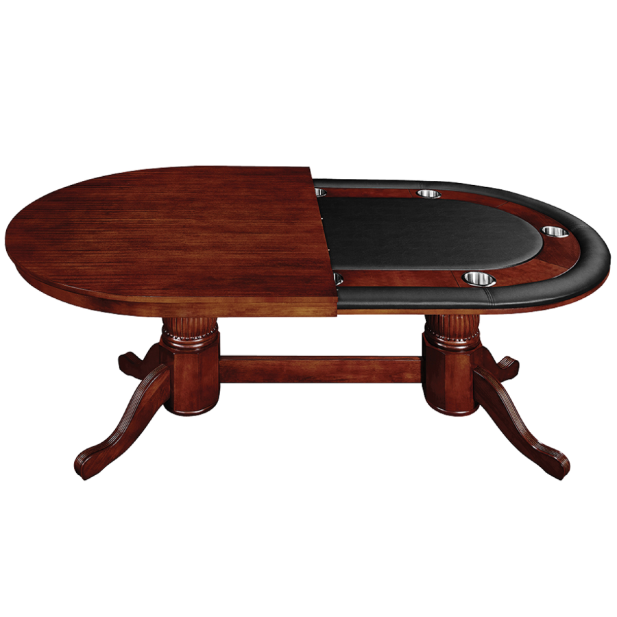 RAM Game Room 84" Texas Hold'em Game Table With Dining Top in English Tudor - Home Bars USA