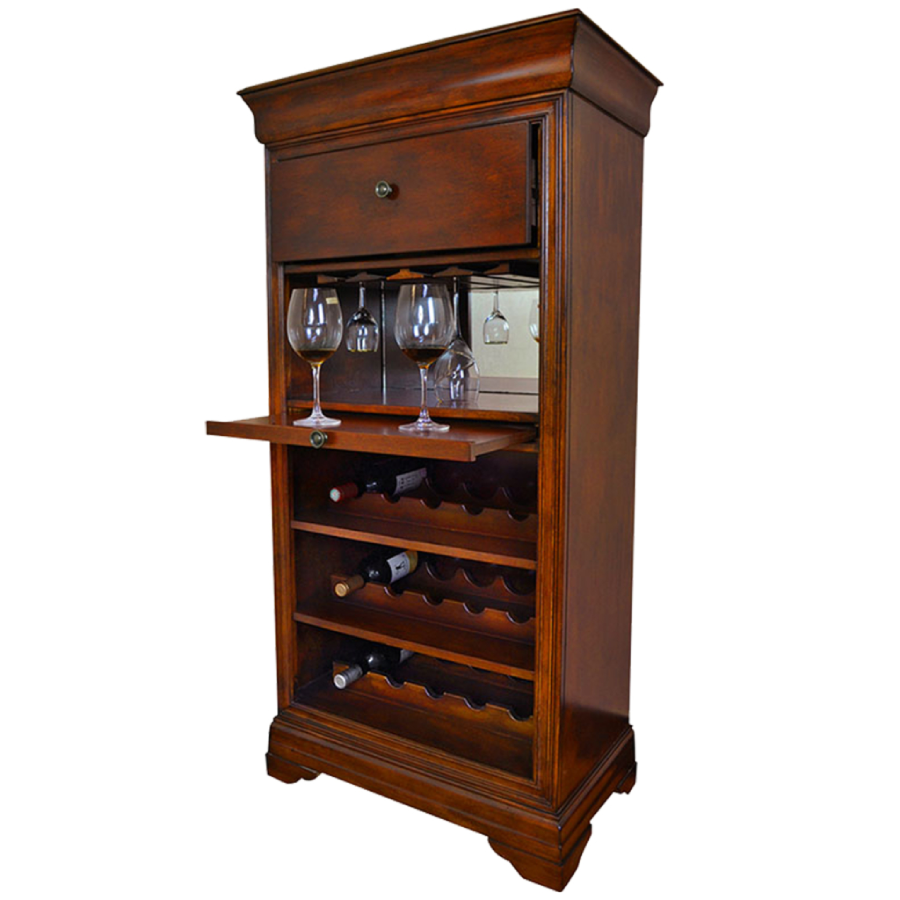 RAM Game Room Bar Cabinet with Wine Rack in Chestnut - Home Bars USA