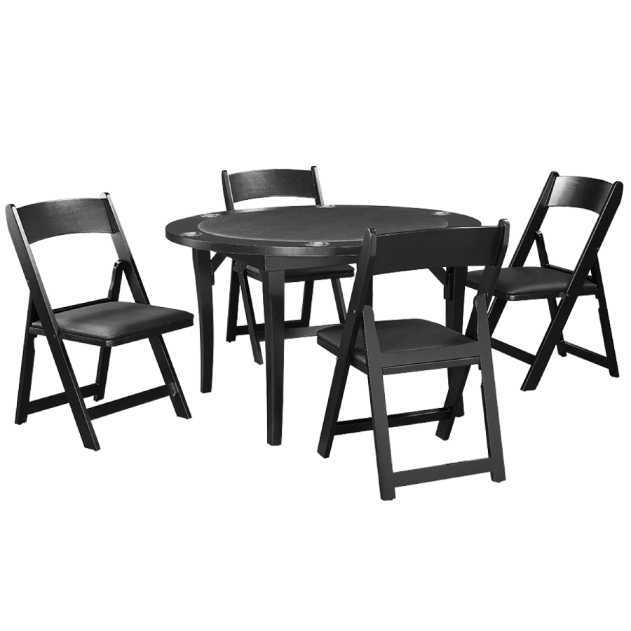 RAM Game Room 48&quot; Folding Game Table in Black with folding game chairs - Home Bars USA