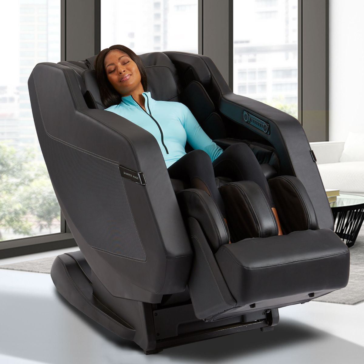 Sharper Image Relieve 3D Zero Gravity Massage Chair in Black lifestyle - Home Bars USA