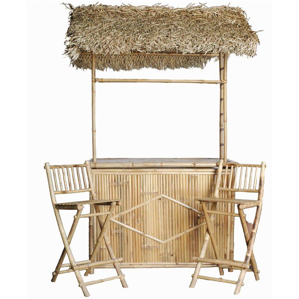 Bamboo54 Bamboo Thatched Tiki Bar Set - Home Bars USA