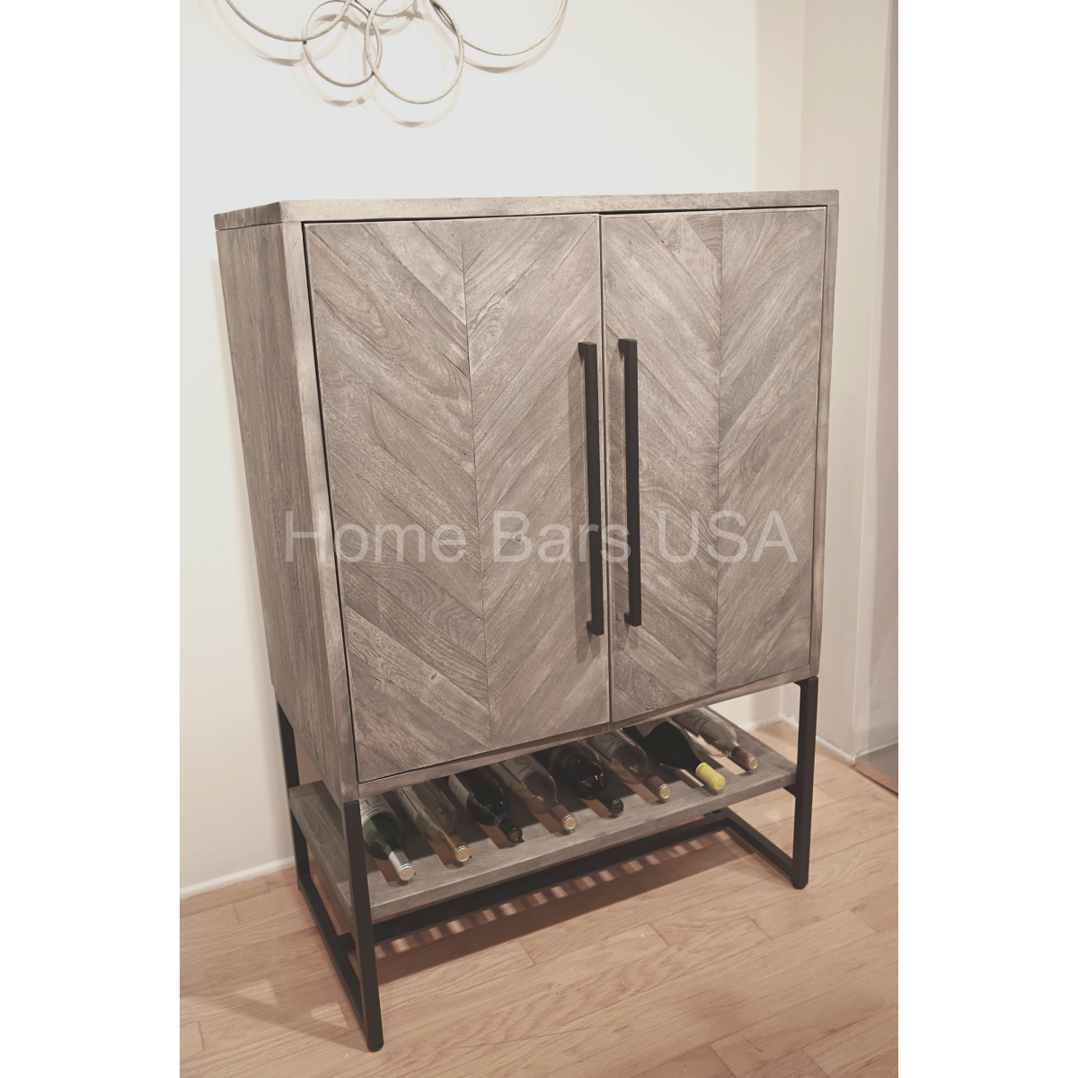 Howard Miller Jamaica Inn Wine &amp; Bar Cabinet 695226 real photo of bar cabinet front with closed doors - Home Bars USA