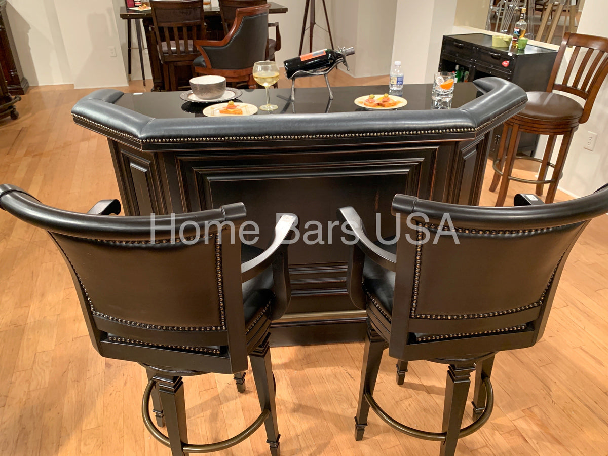 Howard Miller Northport Bar Stool 697009 real photo of back view next to the matching bar set - Home Bars USA