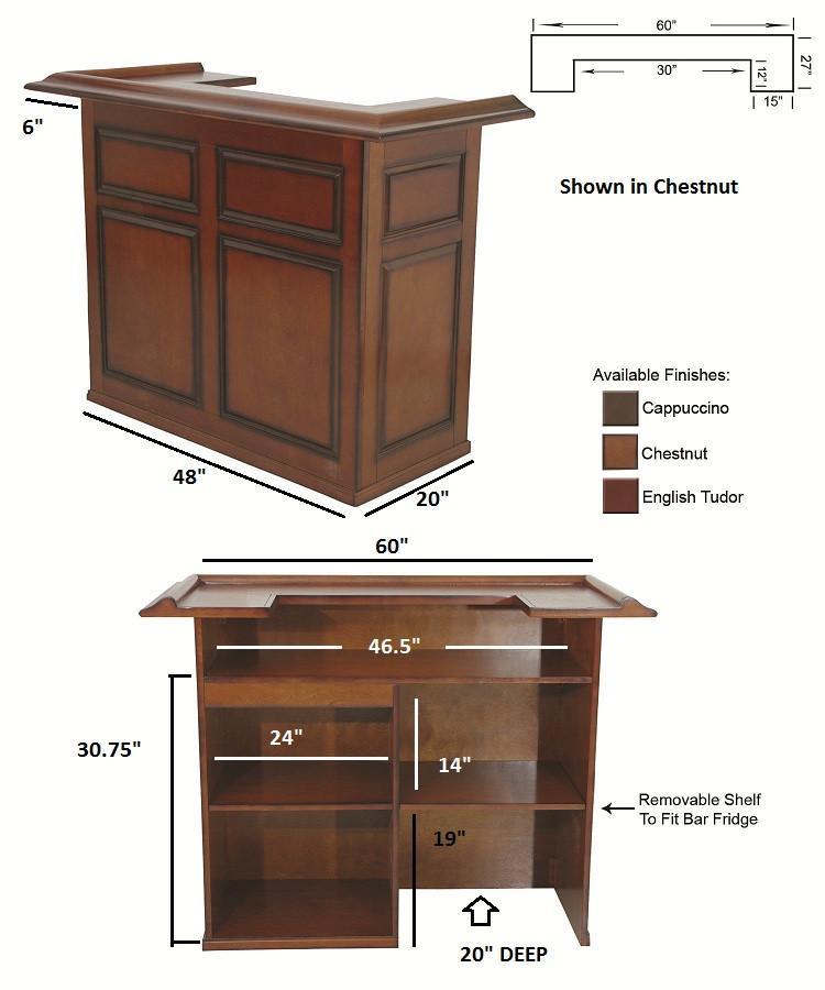 RAM Gameroom 60&quot; Bar in Chestnut